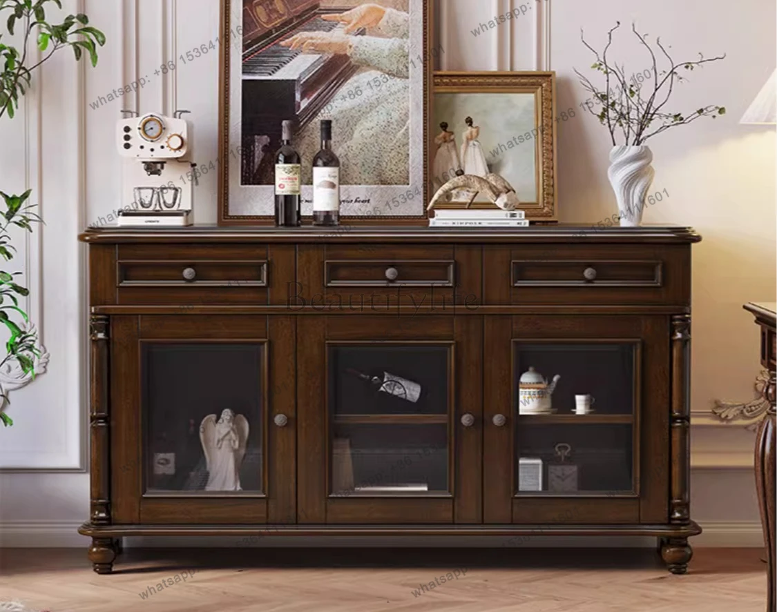 Meal side American retro country wine cabinet solid wood integrated wall locker
Meal side American retro country wine cabinet solid wood integrated wall locker