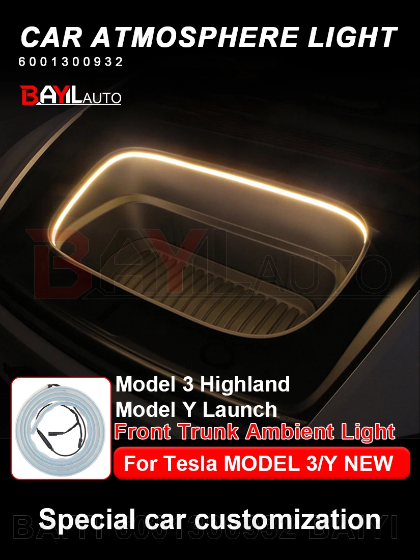 Для Tesla Model 3 Highland 2021-2025 Model Y Launch Передний багажник Frunk Светодиодный окружающий свет Гибкая силиконовая полоса лампы
Для Tesla Model 3 Highland 2021-2025 Model Y Launch Передний багажник Frunk Светодиодный окружающий свет Гибкая силиконовая полоса лампы