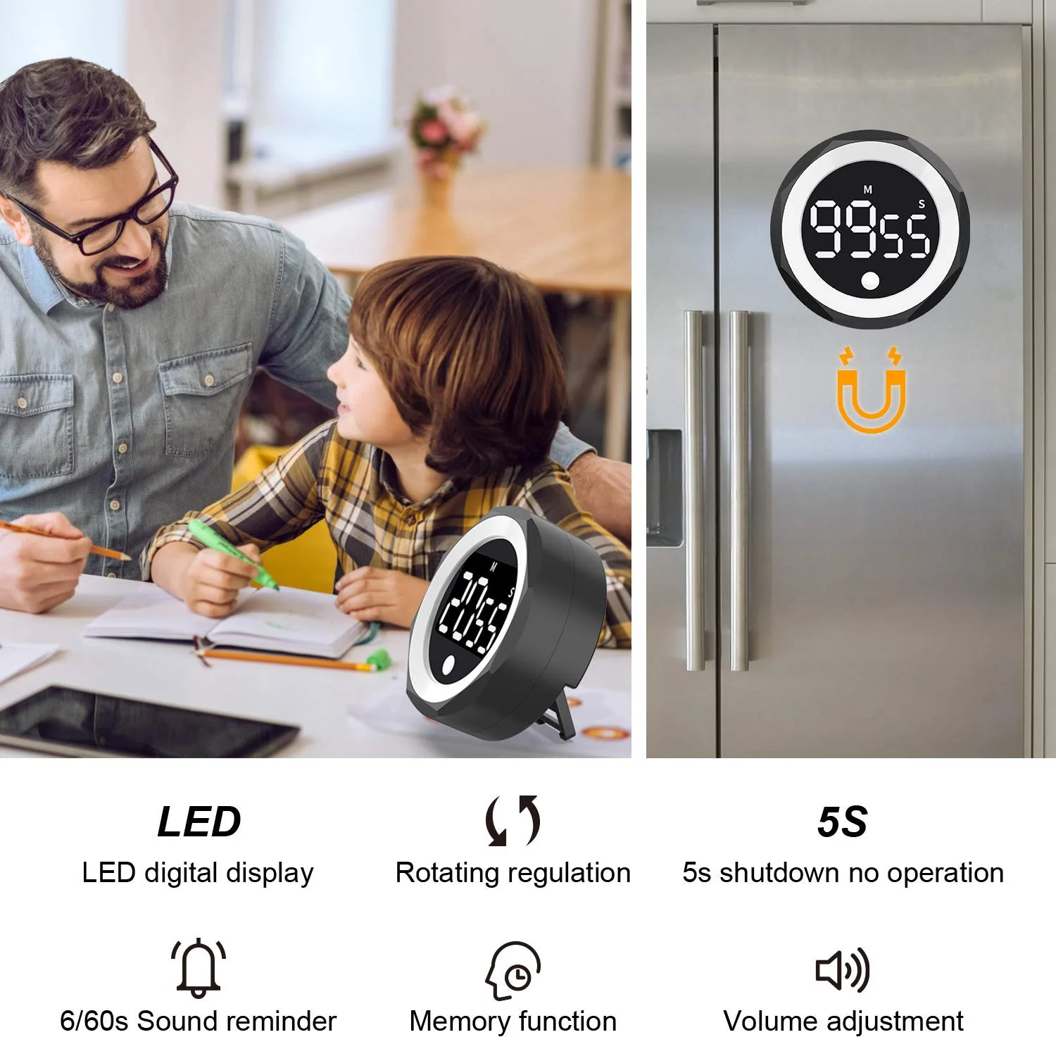 Rotary LED Countdown Timer Student Reminder Baking Reminder Large Screen Reminder with Stand Rechargeable Kitchen Magnetic Timer
Rotary LED Countdown Timer Student Reminder Baking Reminder Large Screen Reminder with Stand Rechargeable Kitchen Magnetic Timer