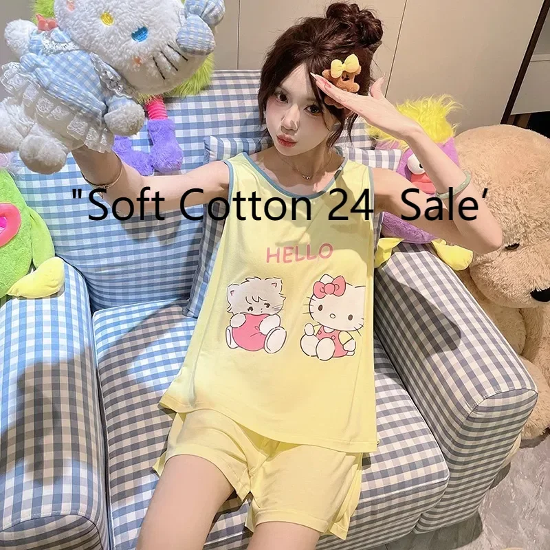 Новая летняя женская домашняя одежда, милая пижама Hello Kitty желтого цвета с нагрудником, комплект из двух предметов: шорты с короткими рукавами, пижама Hello Kitty
Новая летняя женская домашняя одежда, милая пижама Hello Kitty желтого цвета с нагрудником, комплект из двух предметов: шорты с короткими рукавами, пижама Hello Kitty
