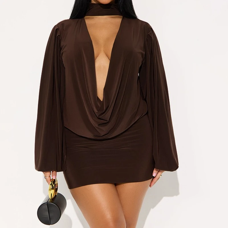 Elegant 2-Piece Set Women Sexy Deep V-Neck Hollow Swing Back Lantern Sleeve Scarf Ruched Top+Peach Hip Skirt Outfits Fall 2025
Elegant 2-Piece Set Women Sexy Deep V-Neck Hollow Swing Back Lantern Sleeve Scarf Ruched Top+Peach Hip Skirt Outfits Fall 2025