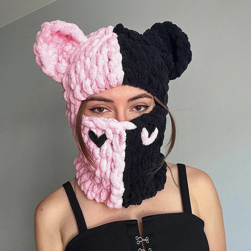 Funny Ears Knitted Hat Beanie Contrast Color Heart Creative Fall Winter Warm Full Face Ski Facewear Caps Windproof Hat for Women
Funny Ears Knitted Hat Beanie Contrast Color Heart Creative Fall Winter Warm Full Face Ski Facewear Caps Windproof Hat for Women