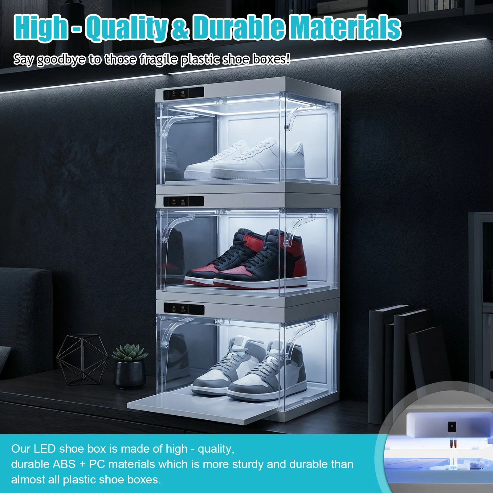 Умный прозрачный пластиковый штабелируемый бокс для демонстрации обуви, 3 шт., с пультом ДУ для любителей кроссовок
Умный прозрачный пластиковый штабелируемый бокс для демонстрации обуви, 3 шт., с пультом ДУ для любителей кроссовок