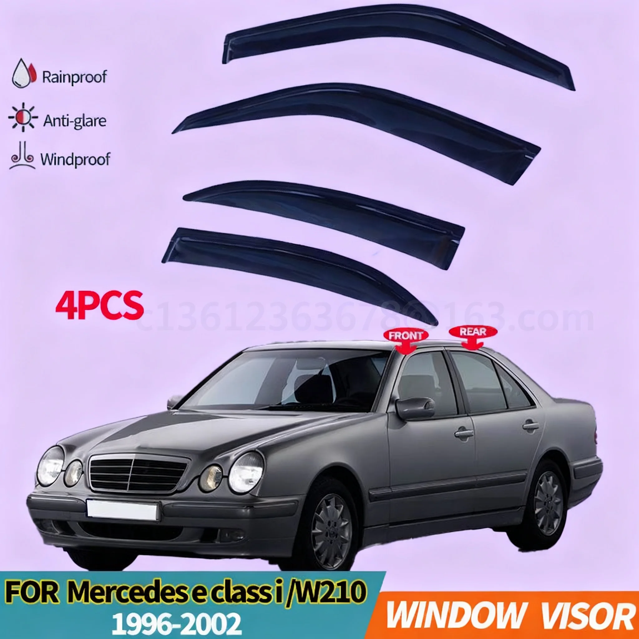 Rain cover window sticker for Mercedes-Benz W210 1996-2002 standard wheelbase models, an easy-to-install automotive part
Rain cover window sticker for Mercedes-Benz W210 1996-2002 standard wheelbase models, an easy-to-install automotive part