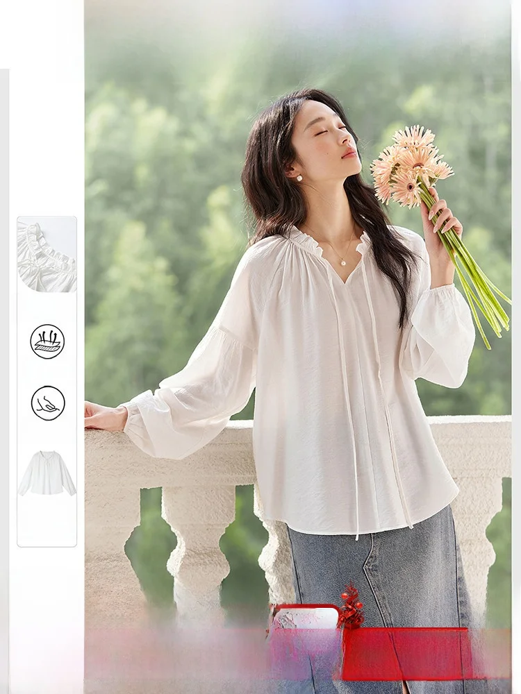 Женская свободная блузка с завязками, осенняя новинка, повседневная модная блузка с оборками, длинными рукавами и круглым вырезом, однотонная.
Женская свободная блузка с завязками, осенняя новинка, повседневная модная блузка с оборками, длинными рукавами и круглым вырезом, однотонная.