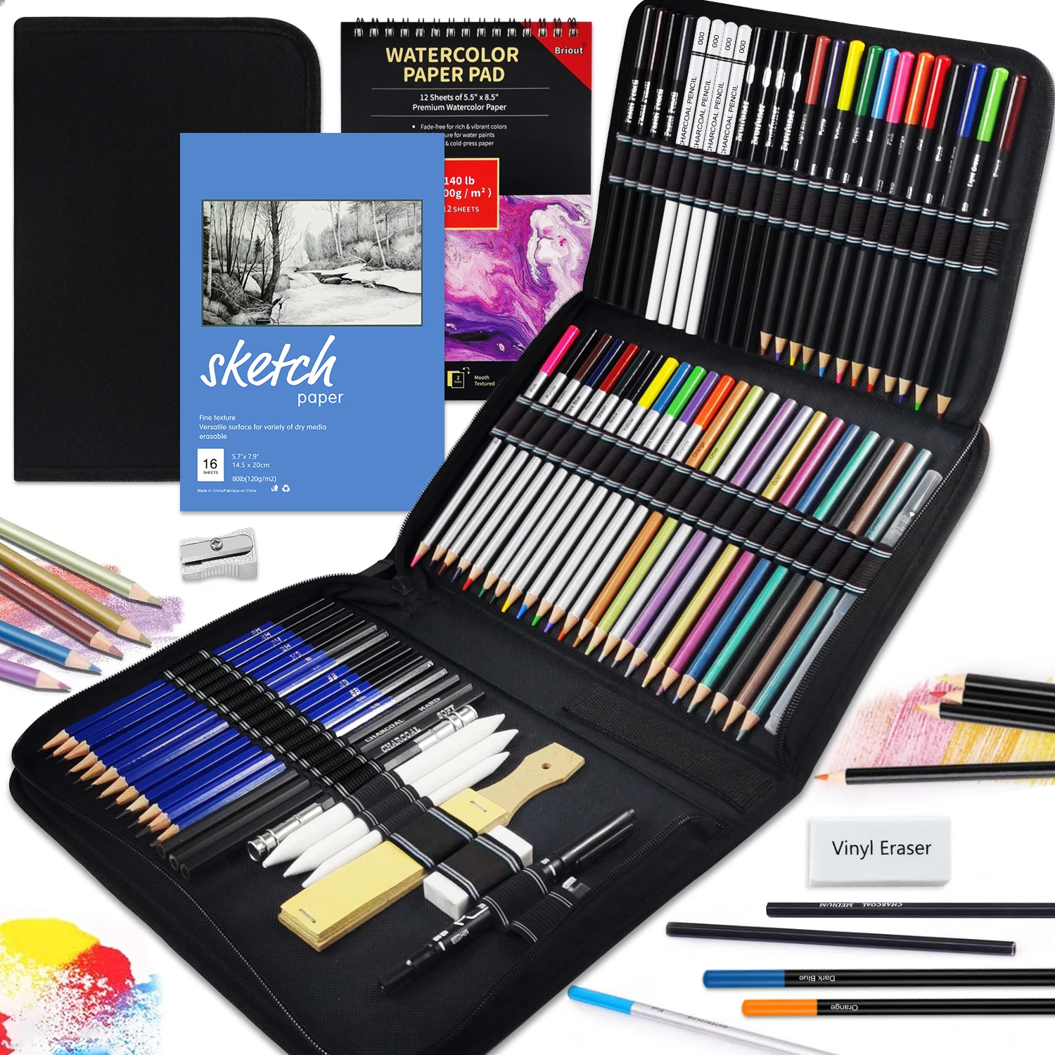 42-146pcs Drawing Sketching - Sketch Pencils Art Supplies for Artists with 3-Color Sketchbook,Graphite,Pastel,Blending Tools
42-146pcs Drawing Sketching - Sketch Pencils Art Supplies for Artists with 3-Color Sketchbook,Graphite,Pastel,Blending Tools