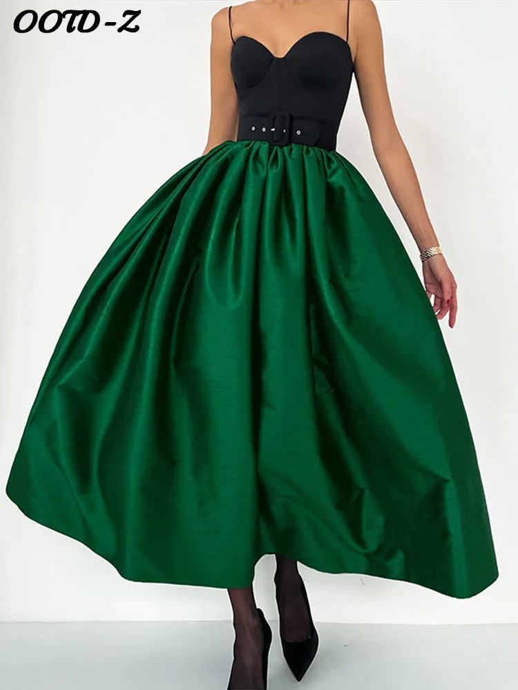 Chic Satin Flared A-line Belt Strap Dress Women Elegant Contrast Waist-cinched Bandeau Maxi Dresses 2025 Lady Evening Vestidos
Chic Satin Flared A-line Belt Strap Dress Women Elegant Contrast Waist-cinched Bandeau Maxi Dresses 2025 Lady Evening Vestidos