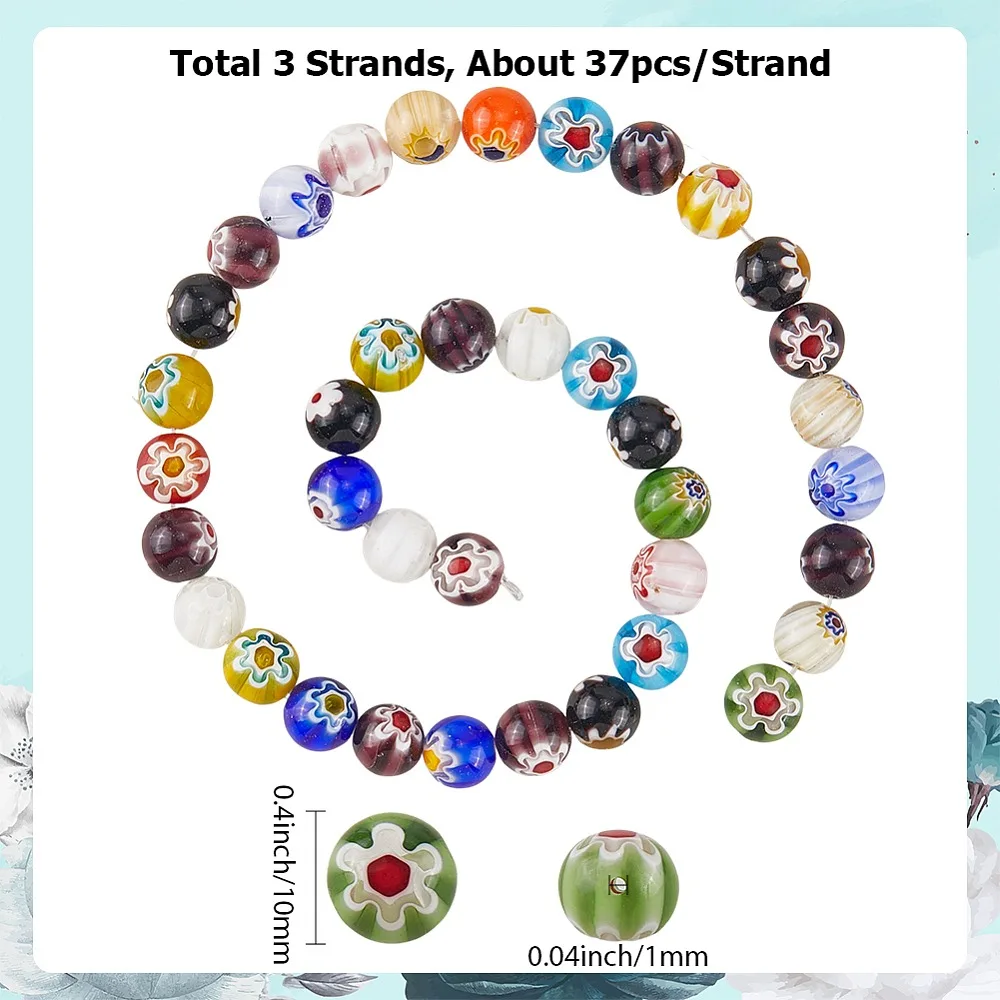3 Strands Handmade Millefiori Glass Round Bead Strands Mixed Color 10mm Hole: 1mm 37pcs/strand 16 inch(40.64cm)
3 Strands Handmade Millefiori Glass Round Bead Strands Mixed Color 10mm Hole: 1mm 37pcs/strand 16 inch(40.64cm)