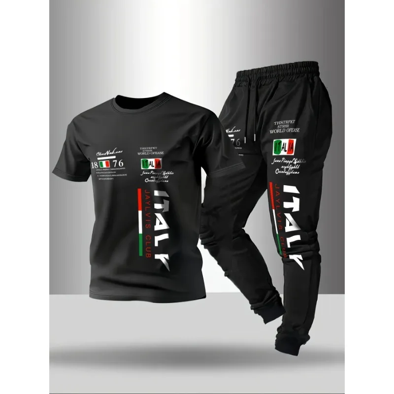 Summer fashion men's Italian letter print breathable and comfortable round neck T-shirt and pants set outdoor casual wear
Summer fashion men's Italian letter print breathable and comfortable round neck T-shirt and pants set outdoor casual wear