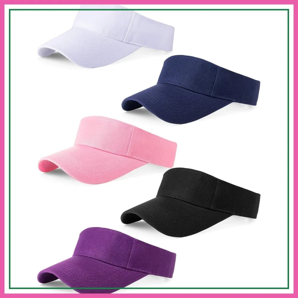 5 Pack Sports Visor Hats Adjustable Sun Visor for Tennis Golf Baseball Athletic Cycling Running Navy Black White Pink Purple
5 Pack Sports Visor Hats Adjustable Sun Visor for Tennis Golf Baseball Athletic Cycling Running Navy Black White Pink Purple