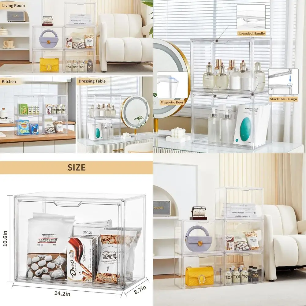 5-Piece Clear Acrylic Storage Boxes with Lids and Magnetic Doors for Displaying Collectibles and Cosmetics
5-Piece Clear Acrylic Storage Boxes with Lids and Magnetic Doors for Displaying Collectibles and Cosmetics