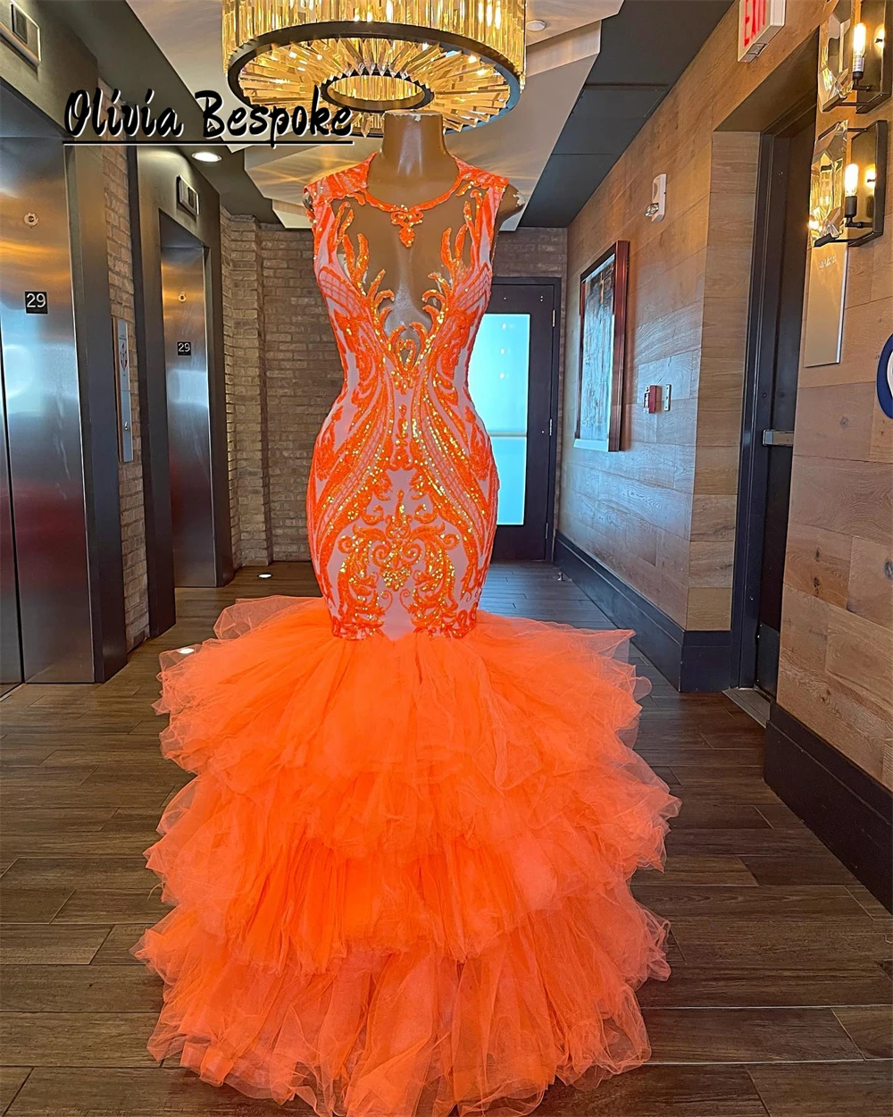 Lively Orange Sequined Lace Birthday Prom Dresses Black Girls Tulle Ruched Train Graduation Party Dress Backless Customized
Lively Orange Sequined Lace Birthday Prom Dresses Black Girls Tulle Ruched Train Graduation Party Dress Backless Customized