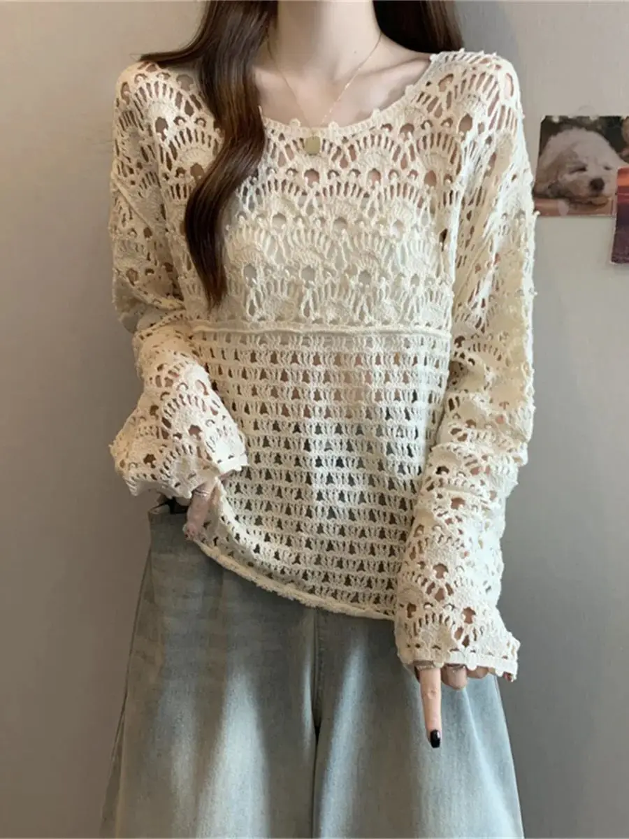 New Fashion Solid Crochet Hollow-Out Summer/Fall Long-Sleeve Knitted Sweater for Women 2025 Casual Sun Protection Blouse
New Fashion Solid Crochet Hollow-Out Summer/Fall Long-Sleeve Knitted Sweater for Women 2025 Casual Sun Protection Blouse