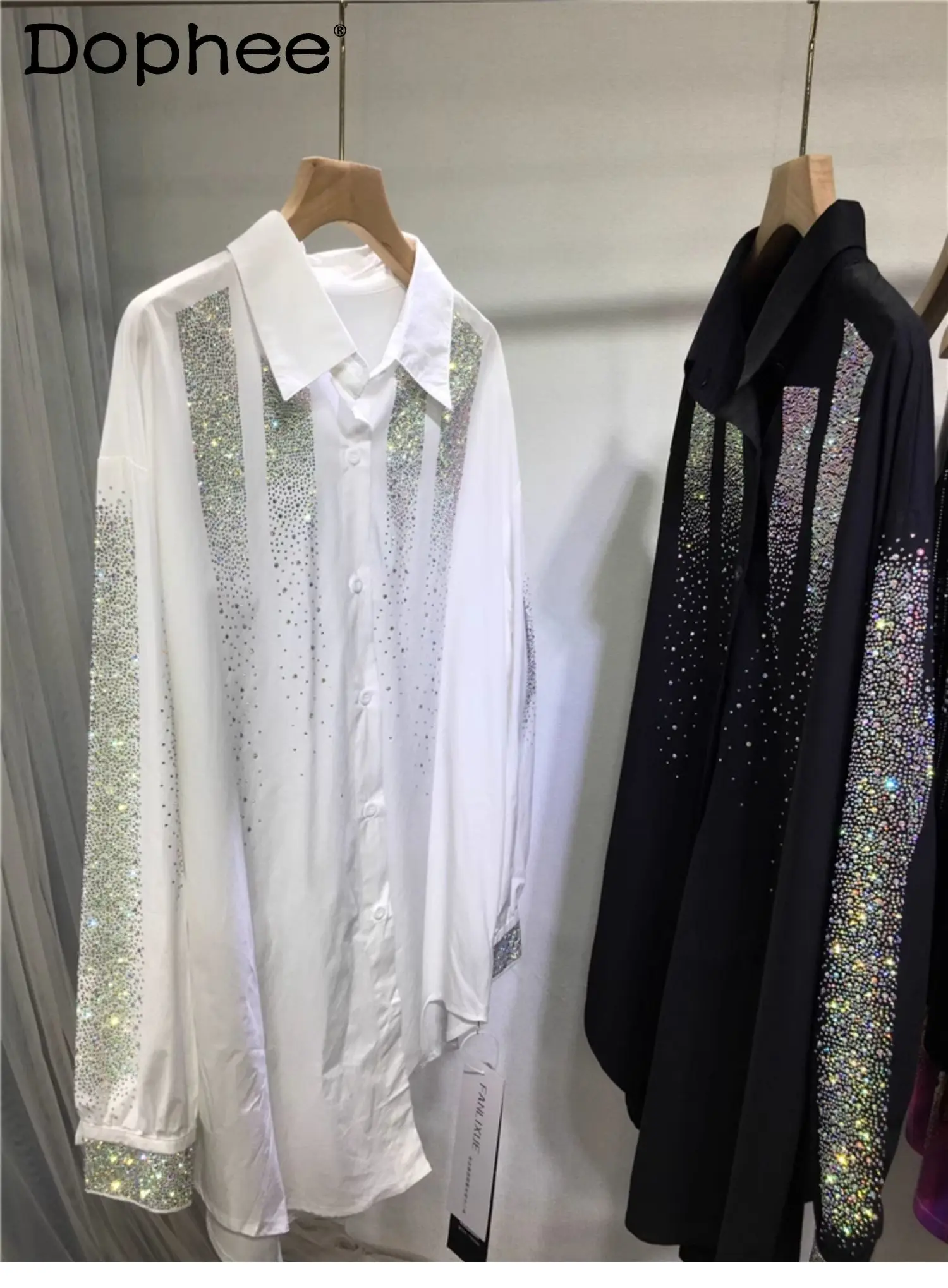 Simple Oversized Shirt Women 2024 Spring Summer Heavy Embroidery Hot Drilling Shirt Loose Mid-Length Cardigan Polo Collar Top
Simple Oversized Shirt Women 2024 Spring Summer Heavy Embroidery Hot Drilling Shirt Loose Mid-Length Cardigan Polo Collar Top