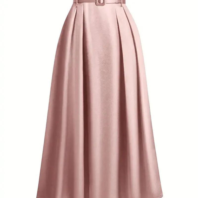 High Waist Pleated Long Skirt Pure Color Belted Midi Skirt European Style Casual Polyester Fiber Loose Fit Autumn 2025
High Waist Pleated Long Skirt Pure Color Belted Midi Skirt European Style Casual Polyester Fiber Loose Fit Autumn 2025