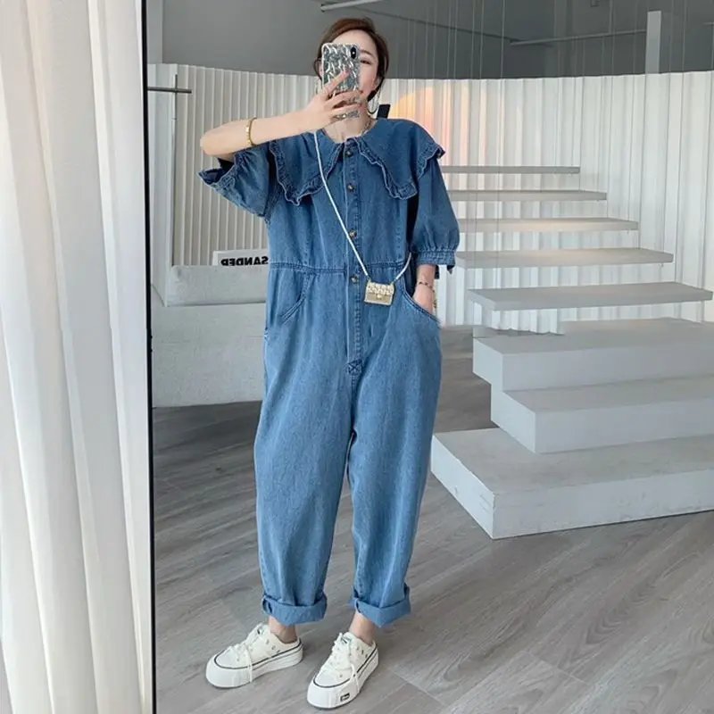 Spring and Summer New Women's Denim Jumpsuit Loose Commuting Oversized High Waisted Overalls
Spring and Summer New Women's Denim Jumpsuit Loose Commuting Oversized High Waisted Overalls