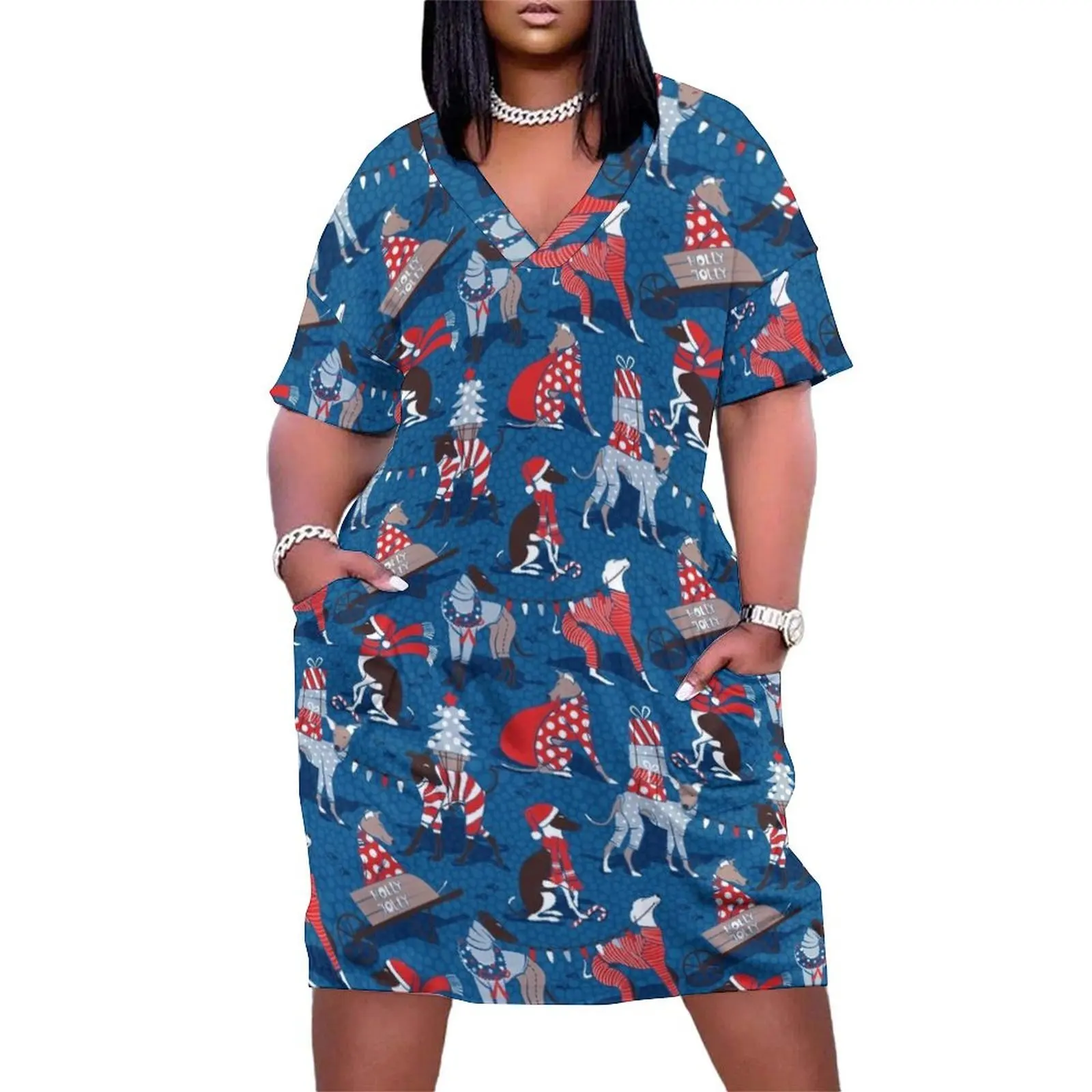Greyhounds Christmas dogwalk // blue background Loose Pocket Dress Long dresses women formal occasion dresses
Greyhounds Christmas dogwalk // blue background Loose Pocket Dress Long dresses women formal occasion dresses