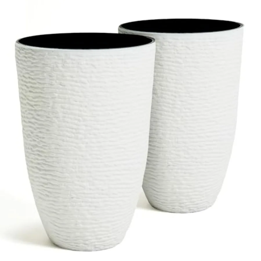 Garden 2-Pack 21 H. White Tall Planters - 14'' Dia Resin Large Round Flower Pots for Outdoor Plants Trees - Imitation Stone Fin
Garden 2-Pack 21 H. White Tall Planters - 14'' Dia Resin Large Round Flower Pots for Outdoor Plants Trees - Imitation Stone Fin
