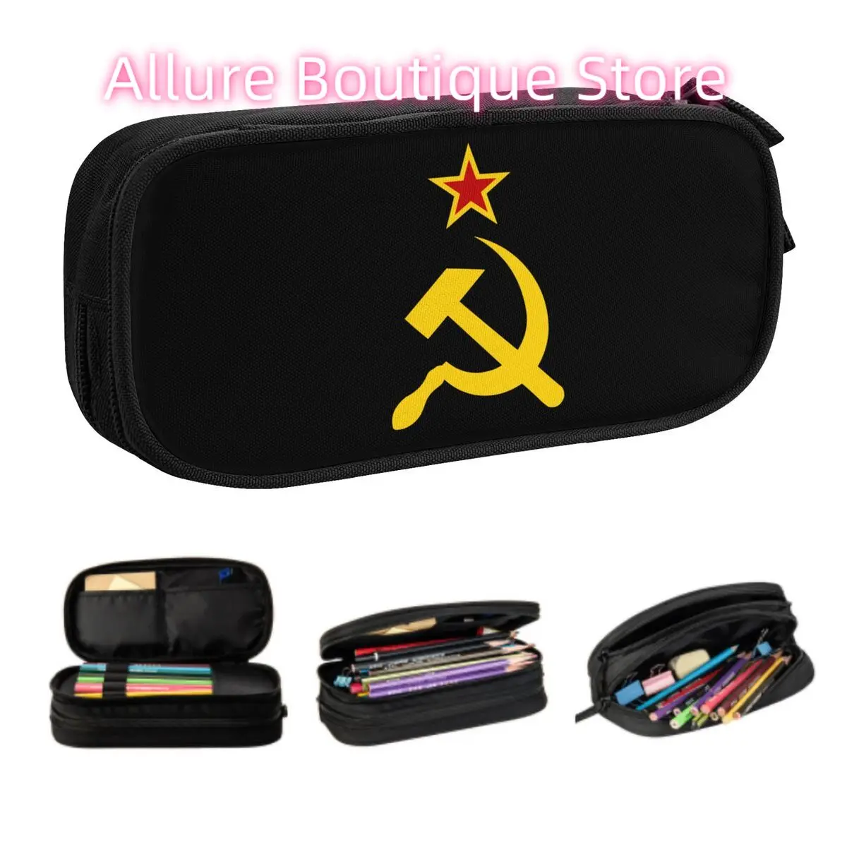 Custom Russian Soviet Flag Cute Pencil Case Girl Boy Large Capacity CCCP USSR Hammer And Sickle Pencil Pouch School Supplies
Custom Russian Soviet Flag Cute Pencil Case Girl Boy Large Capacity CCCP USSR Hammer And Sickle Pencil Pouch School Supplies