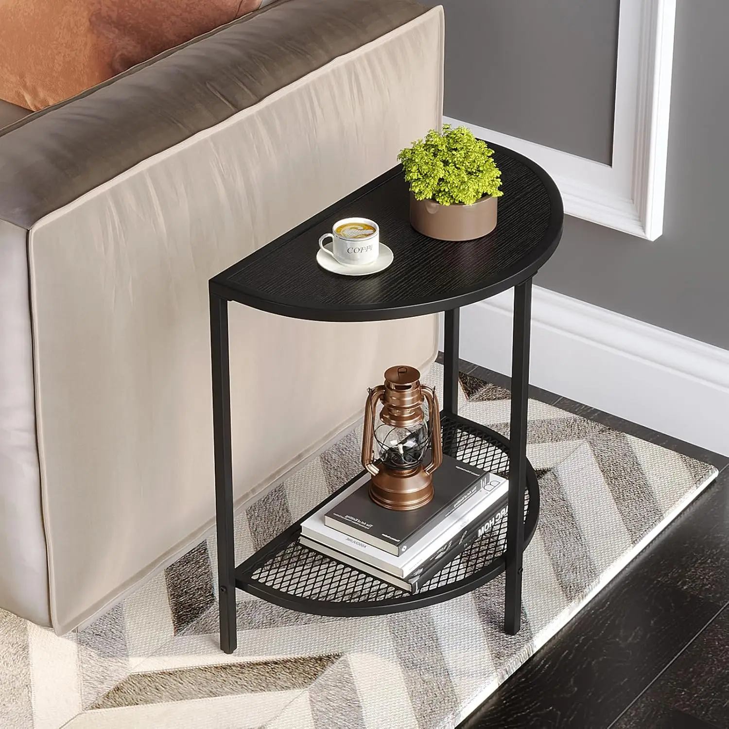 Black Side Table 19.7'' Half Moon Side Tables 18.7'*10.4' Night Stand Small End Tables for Living Bed Room 2 Tier Bed Couch
Black Side Table 19.7'' Half Moon Side Tables 18.7'*10.4' Night Stand Small End Tables for Living Bed Room 2 Tier Bed Couch