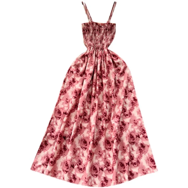 2025 New Retro Summer Romantic Floral Print Long Dress French Style Rose Print High Waist Spaghetti Strap Summer Beach Sundress
2025 New Retro Summer Romantic Floral Print Long Dress French Style Rose Print High Waist Spaghetti Strap Summer Beach Sundress