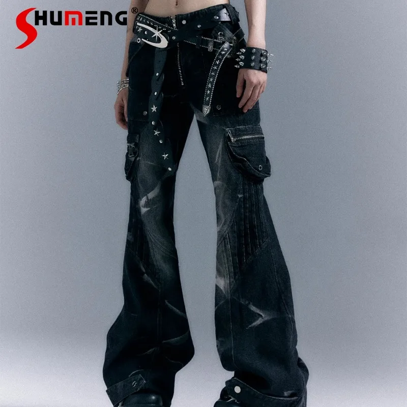New Street Punk Style American Retro Jeans Heavy Industries Low Waist Riveted Denim Trousers Vintage Washed Micro Pants Ladies
New Street Punk Style American Retro Jeans Heavy Industries Low Waist Riveted Denim Trousers Vintage Washed Micro Pants Ladies