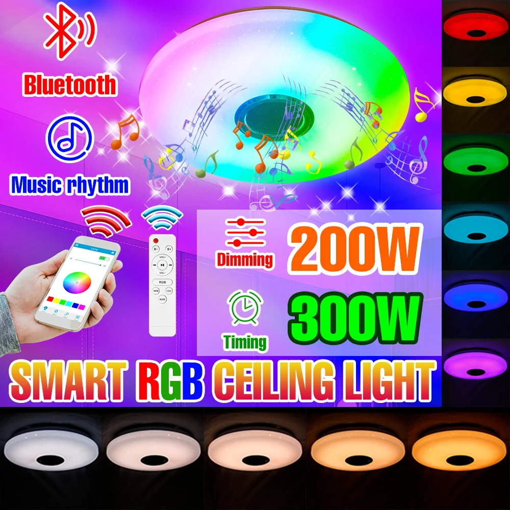 100W RGB LED Smart Ceiling Light AC100-240V Dimmable Chandelier With Speakers Music Lamp Bluetooth Connection APP Remote Control
100W RGB LED Smart Ceiling Light AC100-240V Dimmable Chandelier With Speakers Music Lamp Bluetooth Connection APP Remote Control