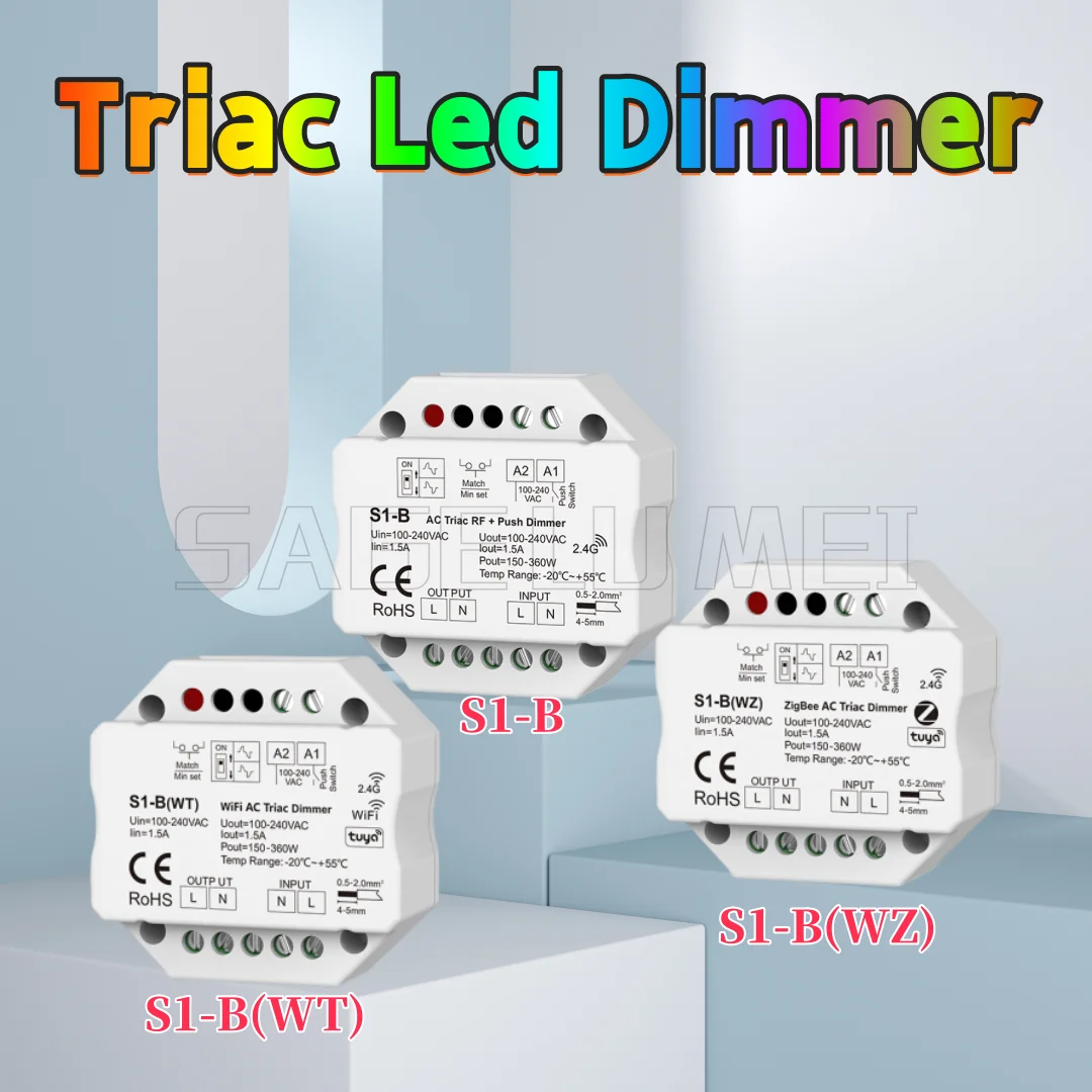 Skydance WiFi и RF Push AC Triiac Dimmer Tuya APP Switch 2.4G Светодиодный контроллер S1-B/B(WT)/B(WZ) для одноцветной светодиодной ленты R11
Skydance WiFi и RF Push AC Triiac Dimmer Tuya APP Switch 2.4G Светодиодный контроллер S1-B/B(WT)/B(WZ) для одноцветной светодиодной ленты R11