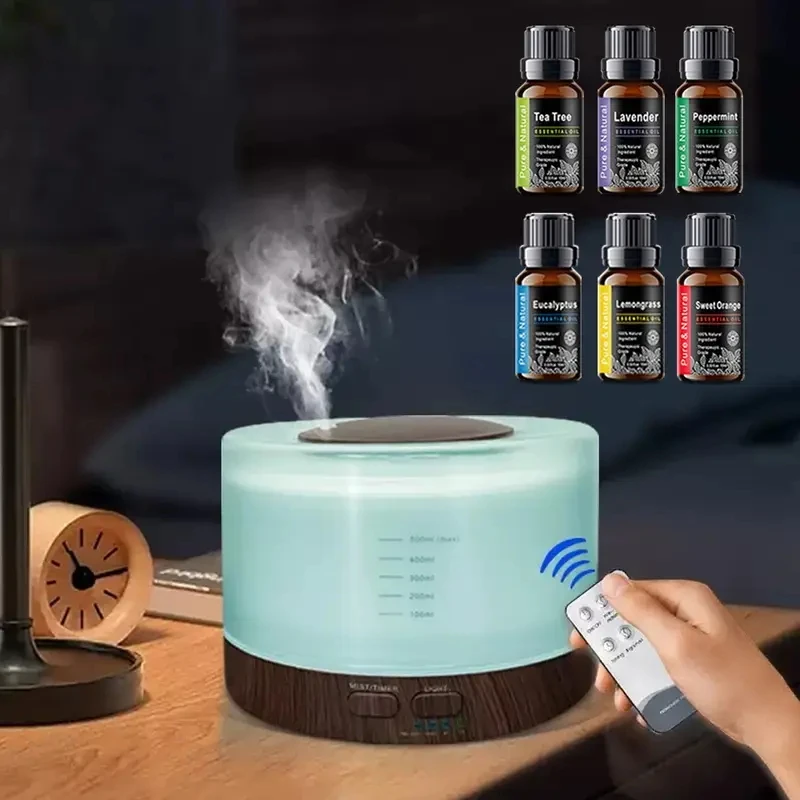 16.91oz Wood Grain Essential Oil Diffuser with Soundwave, USB, Remote, Timer, Night Light for 21-30㎡ Areas
16.91oz Wood Grain Essential Oil Diffuser with Soundwave, USB, Remote, Timer, Night Light for 21-30㎡ Areas