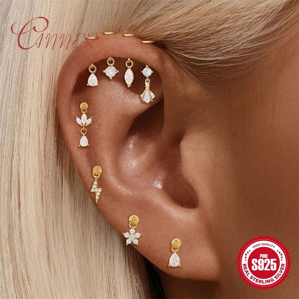 CANNER 925 Sterling Silver Flower/Lightning/WaterDrop Vertical Piercing Earrings For Women Exquisite Personalities Party Gifts
CANNER 925 Sterling Silver Flower/Lightning/WaterDrop Vertical Piercing Earrings For Women Exquisite Personalities Party Gifts