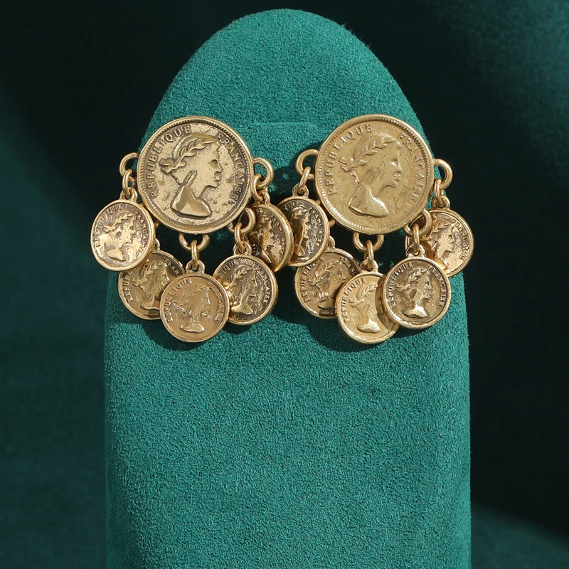 Antique Coin Tassel Drop Modern Earrings for Women Retro Solid Gold Color Head Round Vintage Jewelry Designer Luxury New 2025
Antique Coin Tassel Drop Modern Earrings for Women Retro Solid Gold Color Head Round Vintage Jewelry Designer Luxury New 2025