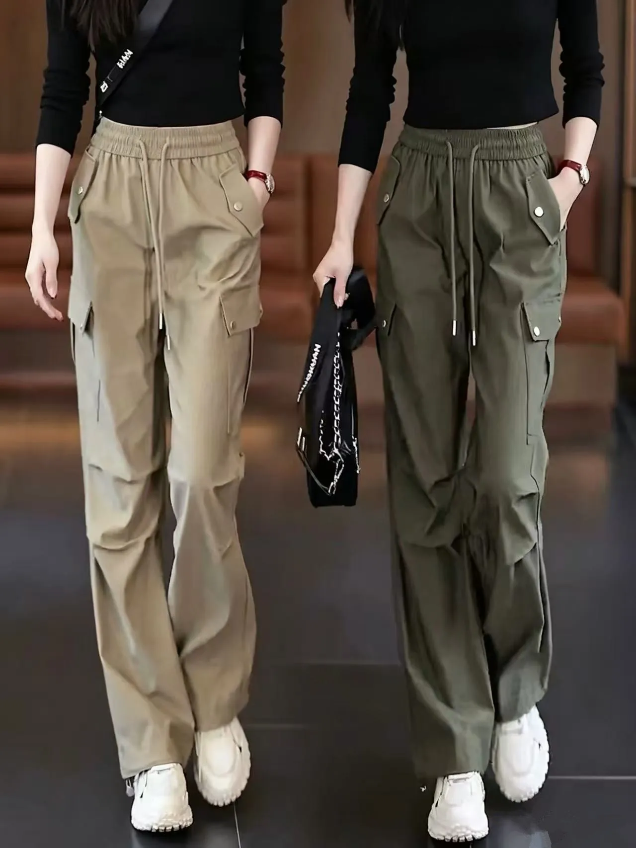 American Style High Waist Loose Fit Casual Cargo Pants Women's Spring Summer New Sporty Slimming Wide Leg Trousers
American Style High Waist Loose Fit Casual Cargo Pants Women's Spring Summer New Sporty Slimming Wide Leg Trousers