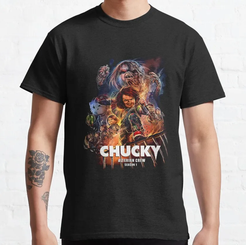 Chucky halloween evil doll halloween scary movie the killer doll horror film childs play printed t shirt plus size clothing
Chucky halloween evil doll halloween scary movie the killer doll horror film childs play printed t shirt plus size clothing