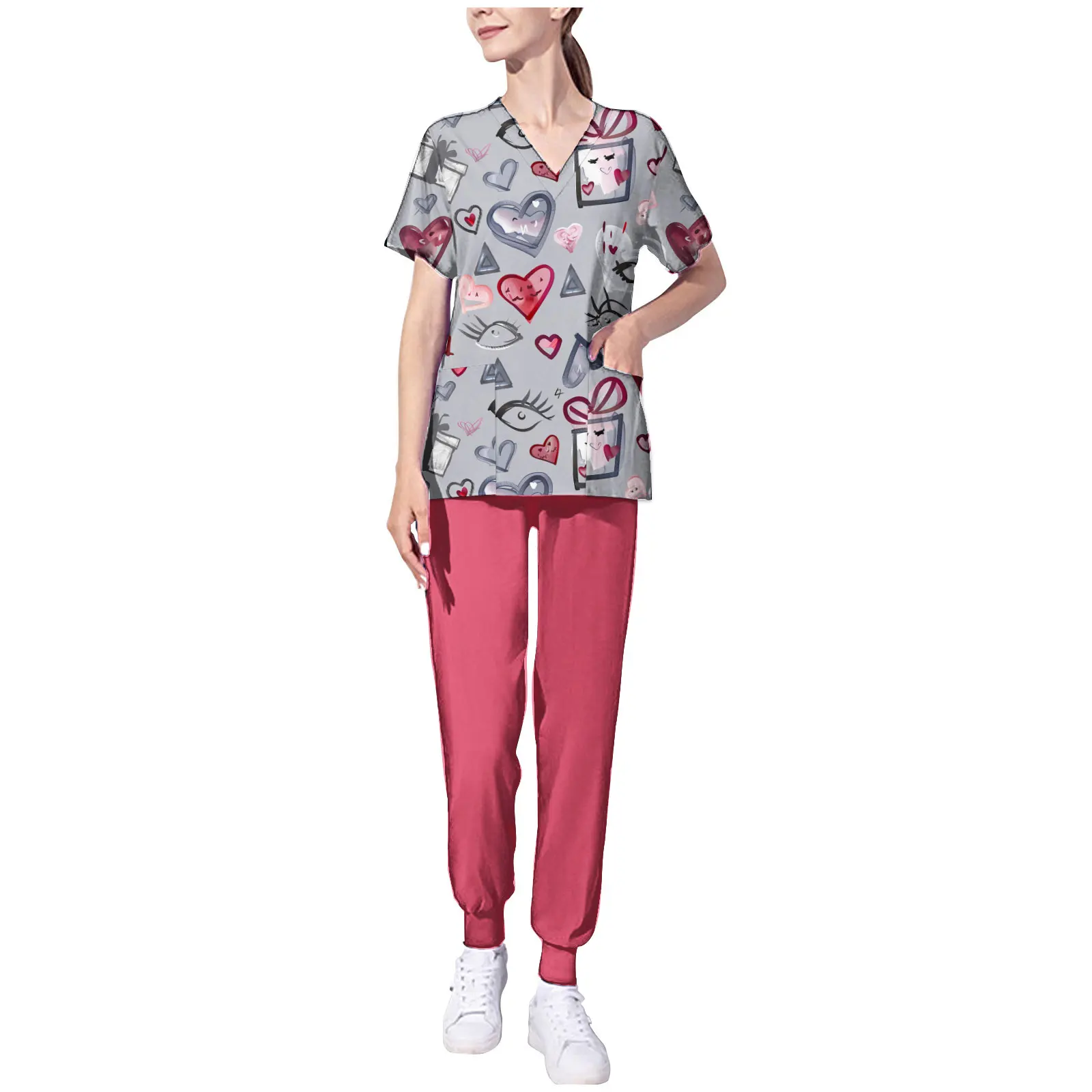Autumn Fashionable New Women's Suit Casual Printed V-neck Short-sleeved Pocket Top Trouser Suit Simple Style Homewear Outfits
Autumn Fashionable New Women's Suit Casual Printed V-neck Short-sleeved Pocket Top Trouser Suit Simple Style Homewear Outfits