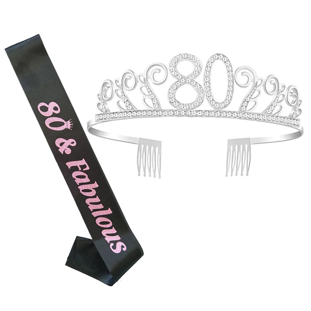 Elegant 80th Birthday Crown with Crystal Hair Comb and Adjustable Party Sash for Women 80 Years Old Celebration Decorations
Elegant 80th Birthday Crown with Crystal Hair Comb and Adjustable Party Sash for Women 80 Years Old Celebration Decorations