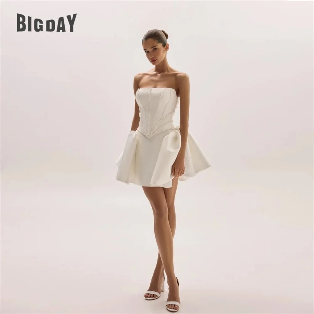 BIGDAY Elegant Beading Pearls Short A-Line Wedding Dress Strapless Open Back Pleat Satin Bridal Gown Vestido De Noiva Customized
BIGDAY Elegant Beading Pearls Short A-Line Wedding Dress Strapless Open Back Pleat Satin Bridal Gown Vestido De Noiva Customized