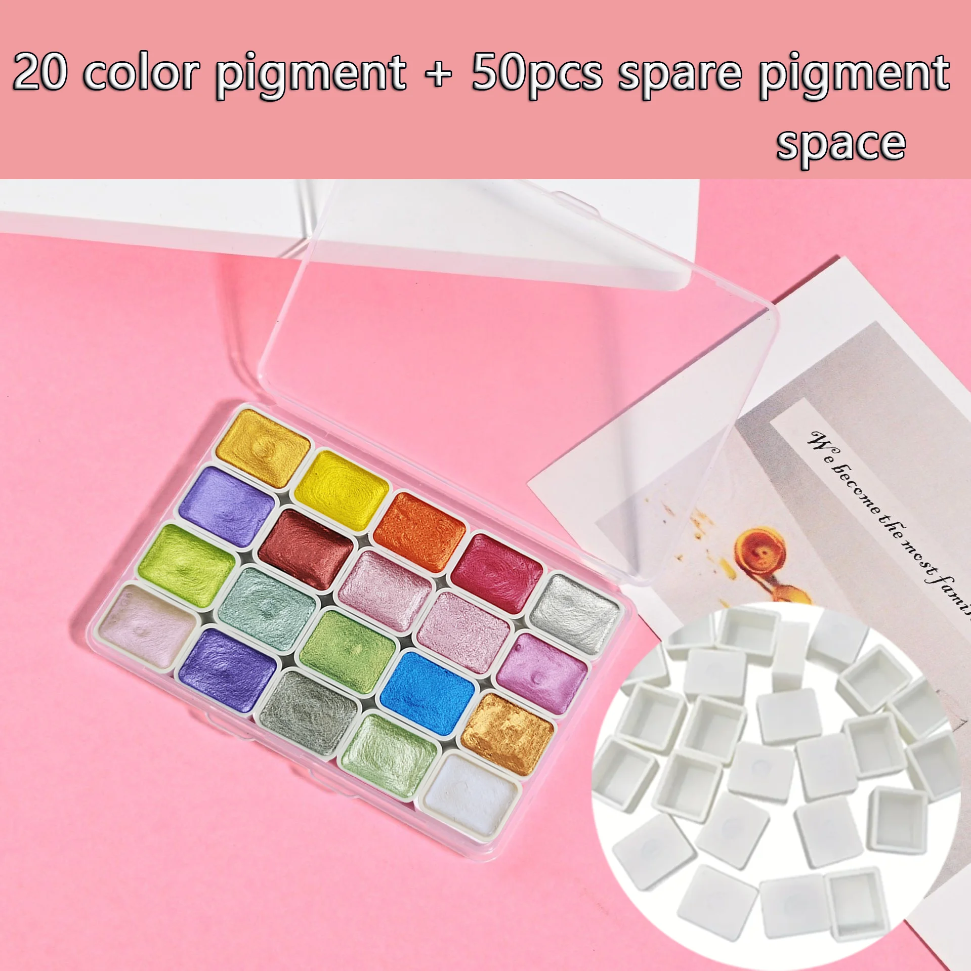 50pcs White Plastic Empty Watercolor Pigment Box With 20 Colors Watercolors Pigment, Suitable for Watercolor and Acrylic Color
50pcs White Plastic Empty Watercolor Pigment Box With 20 Colors Watercolors Pigment, Suitable for Watercolor and Acrylic Color
