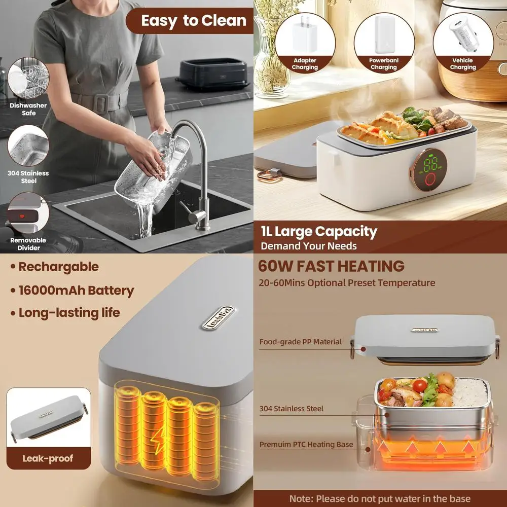 Портативный электрический ланч-бокс из нержавеющей стали объемом 1 л для мужчин, самонагревающийся, 5-скоростной таймер, идеально подходит для путешествий, офиса, автомобиля и улицы
Портативный электрический ланч-бокс из нержавеющей стали объемом 1 л для мужчин, самонагревающийся, 5-скоростной таймер, идеально подходит для путешествий, офиса, автомобиля и улицы