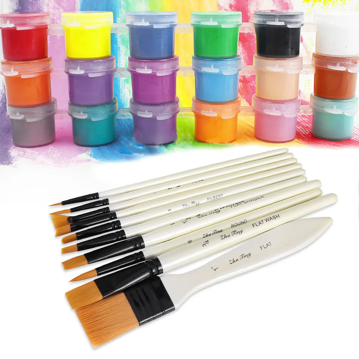 10Pcs Painting Brush Set Wood Handle Nylon Filaments Rust Resistant Deformation Proof Smooth Grip for Oil Watercolor Gouache
10Pcs Painting Brush Set Wood Handle Nylon Filaments Rust Resistant Deformation Proof Smooth Grip for Oil Watercolor Gouache
