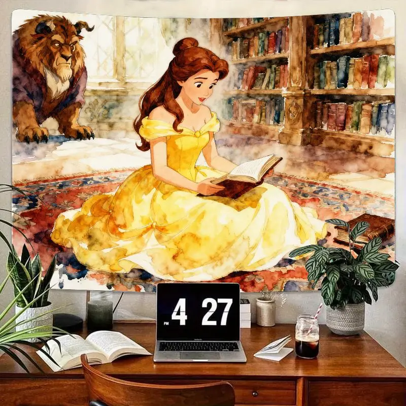 1 шт., гобелен Disney «Красавица и чудовище», акварельный сказочный настенный художественный декор для чтения принцессы, декор для комнаты, подарок 
1 шт., гобелен Disney «Красавица и чудовище», акварельный сказочный настенный художественный декор для чтения принцессы, декор для комнаты, подарок