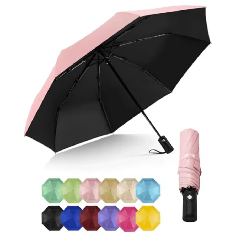 HIPPIH Compact Travel Umbrella for Rain - Windproof Automatic Umbrellas, UV Umbrella for Sun Protection with Black Anti-UV Coat
HIPPIH Compact Travel Umbrella for Rain - Windproof Automatic Umbrellas, UV Umbrella for Sun Protection with Black Anti-UV Coat