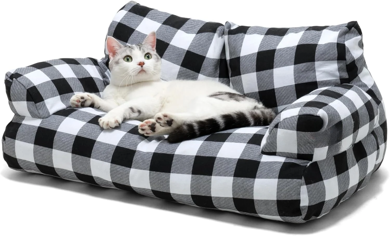 Pet Sofa Bed for Medium Cats & Dogs – Removable Washable Cover, Non-Skid Bottom – Holds 25 lbs – Black & White
Pet Sofa Bed for Medium Cats & Dogs – Removable Washable Cover, Non-Skid Bottom – Holds 25 lbs – Black & White