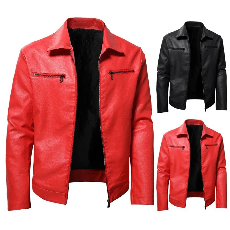 New Men Quality Casual Pu Leather Coat Red Black Slim Rider Style Leather Jacket Popular Young Leather Jackets
New Men Quality Casual Pu Leather Coat Red Black Slim Rider Style Leather Jacket Popular Young Leather Jackets