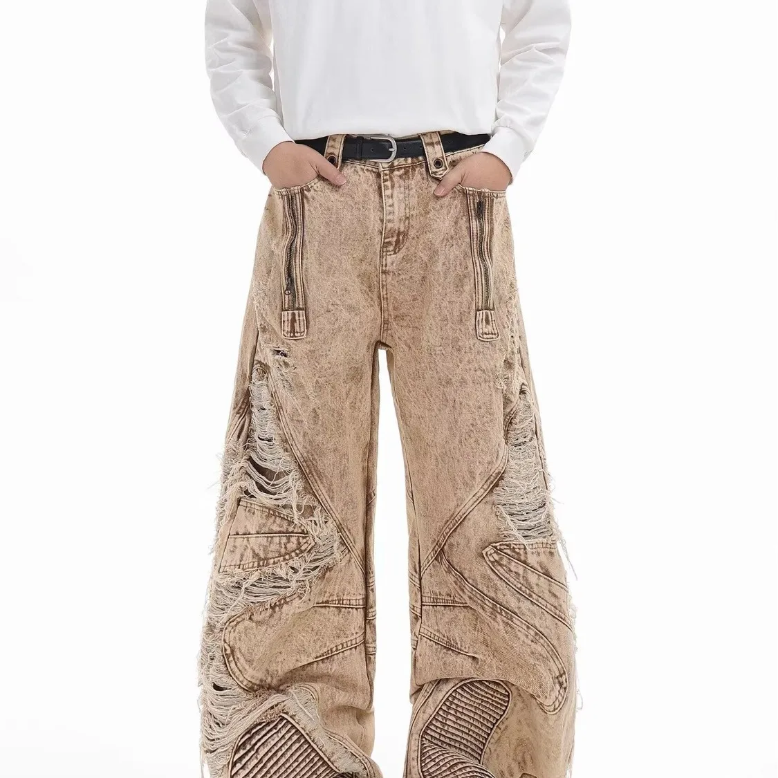 American Retro Men's Broken Hole Baggy Jeans Korean Fashion High Street Oversized Denim Wide Leg Pants for Men Y2k Streetwear
American Retro Men's Broken Hole Baggy Jeans Korean Fashion High Street Oversized Denim Wide Leg Pants for Men Y2k Streetwear