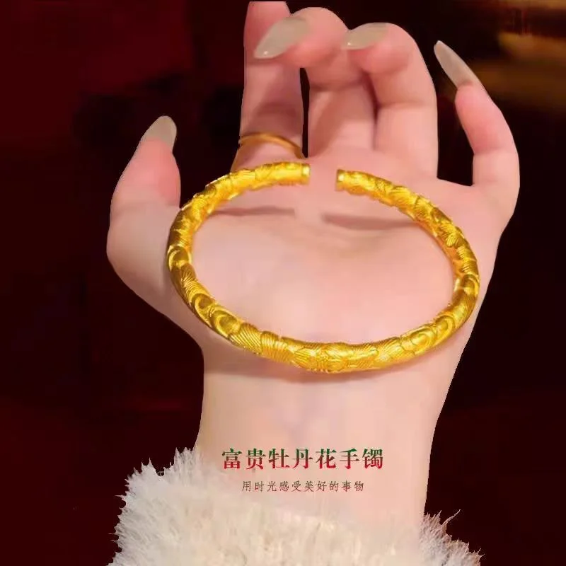 Vintage 999 foot gold peony flower opening bracelet 24K gold women's high-end luxury jewelry Mother's Day/birthday gift
Vintage 999 foot gold peony flower opening bracelet 24K gold women's high-end luxury jewelry Mother's Day/birthday gift