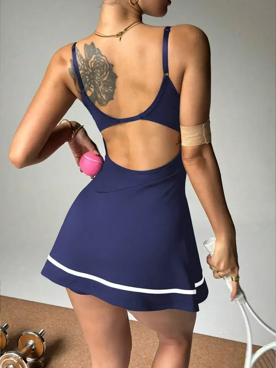 Adjustable Strap Contrast Stripe Hem Tankini Set With Shorts Sporty Casual Dress Spring Summer
Adjustable Strap Contrast Stripe Hem Tankini Set With Shorts Sporty Casual Dress Spring Summer