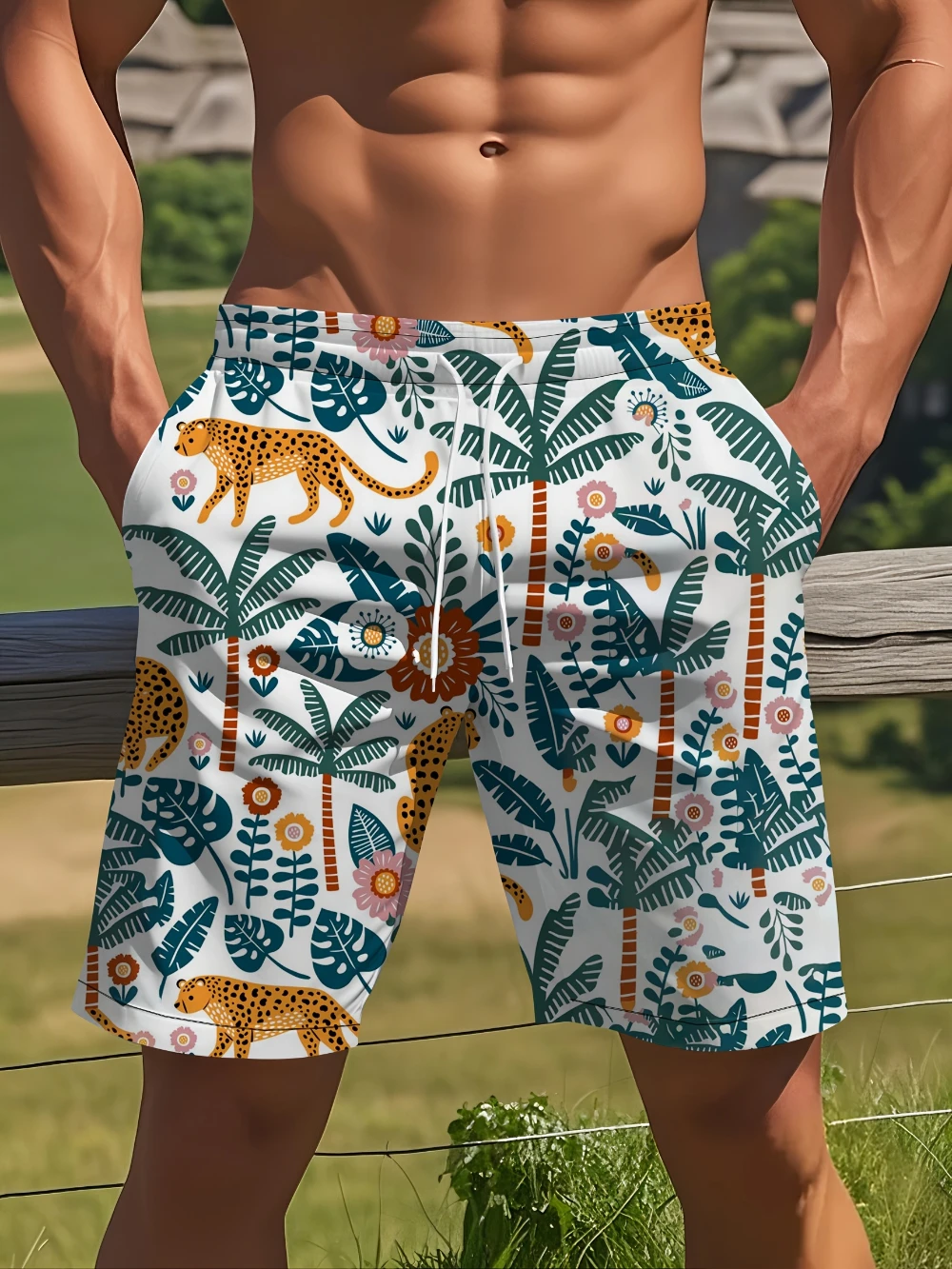 Men's Hawaiian Style Tropical Palm Tree Print Sports Shorts Quick-Drying Lightweight Casual Wear for Vacation And Daily Use
Men's Hawaiian Style Tropical Palm Tree Print Sports Shorts Quick-Drying Lightweight Casual Wear for Vacation And Daily Use
