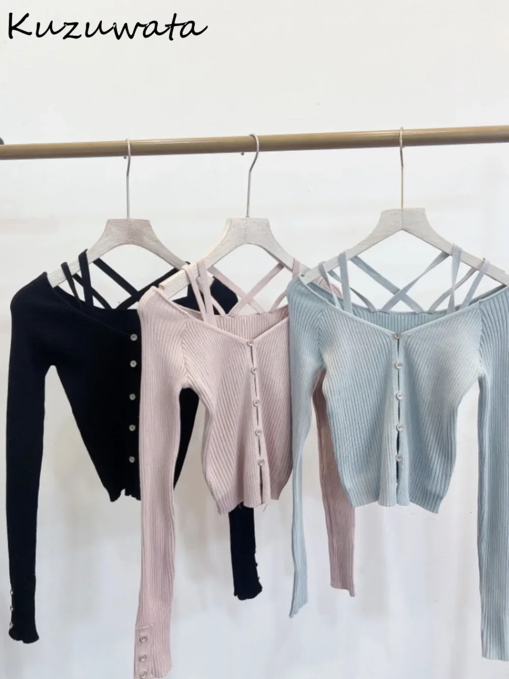 Kuzuwata Sexy Long Sleeve Square Collar Temperament Sweaters Lace Up Off Shoulder Elegant Knitwear Japan Fake Two-piece Set Tops
Kuzuwata Sexy Long Sleeve Square Collar Temperament Sweaters Lace Up Off Shoulder Elegant Knitwear Japan Fake Two-piece Set Tops
