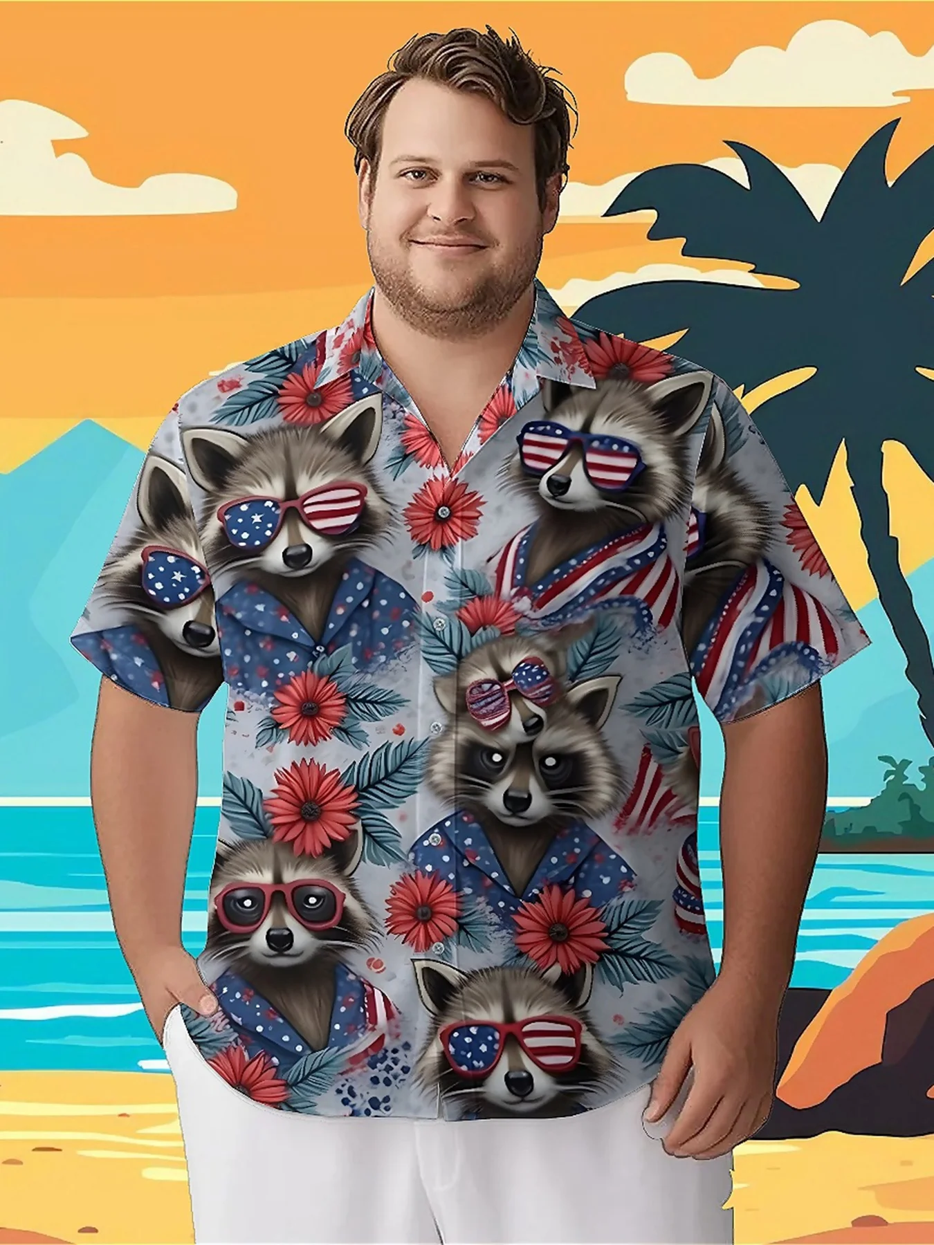 Men's Plus Size Hawaiian Shirts Raccoon Wearing American Flag pattern, Button Up Shirts, Unisex Casual Clothing, Summer Tops
Men's Plus Size Hawaiian Shirts Raccoon Wearing American Flag pattern, Button Up Shirts, Unisex Casual Clothing, Summer Tops