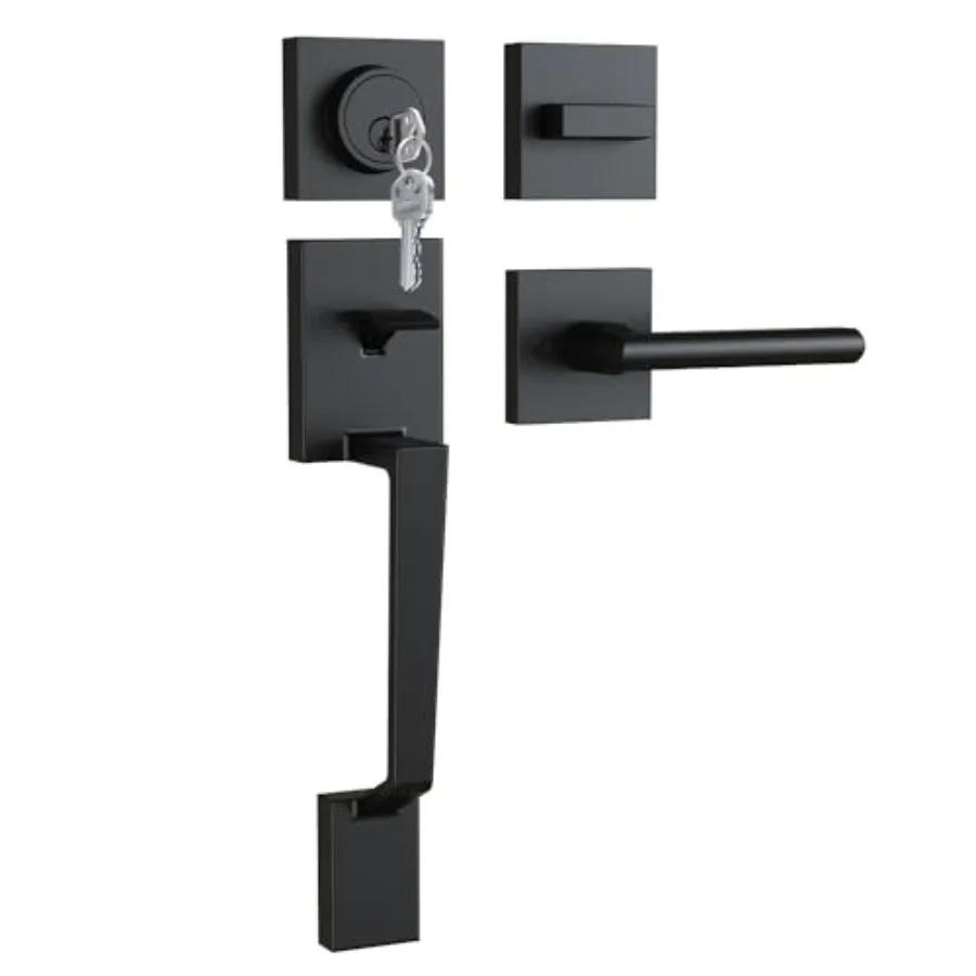 Lock Set, Heavy Duty Upgraded Black Locksets - Entry Exterior Sets Single Cylinder Reversible Lever Matte Finish Zinc Alloy Mod
Lock Set, Heavy Duty Upgraded Black Locksets - Entry Exterior Sets Single Cylinder Reversible Lever Matte Finish Zinc Alloy Mod